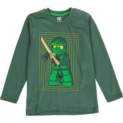 Koszulka w kolorze ciemnozielonym. Zielone t-shirty dla chłopców marki Lego Wear Fashion, z bawełny, z długim rękawem. W wyprzedaży za 35.95 zł.