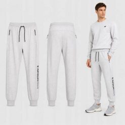 SPODNIE MĘSKIE DRESOWE 4F JOGGERY SPORTOWE SZARE. Szare spodnie sportowe męskie 4f, m, bez wzorów, z bawełny, na fitness i siłownię. Za 159.99 zł.