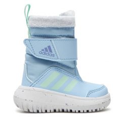 Śniegowce adidas. Niebieskie śniegowce dziewczęce Adidas, bez zapięcia. Za 229.99 zł.