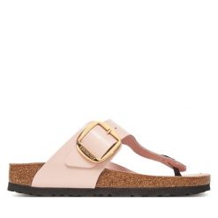 Japonki Birkenstock. Czerwone klapki damskie Birkenstock, bez wzorów, bez obcasa. Za 439.99 zł.