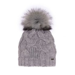 Czapka zimowa damska szara z pomponem. Szare czapki i kapelusze damskie Molly, na zimę, bez wzorów, z materiału. Za 59.90 zł.