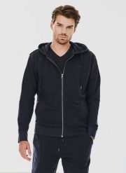 Rozpinana bluza dresowa w granatowym kolorze. Bluzy męskie Pako Lorente, l, bez wzorów, z bawełny, z kapturem. Za 99.99 zł.