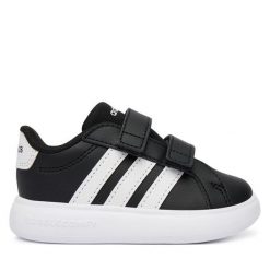 Sneakersy adidas. Czarne trampki i tenisówki chłopięce Adidas, bez wzorów, bez zapięcia. Za 139.99 zł.