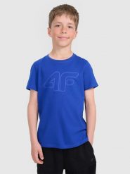4F T-shirt regular z nadrukiem chłopięcy - niebieski 158 (12-13 lat). Niebieskie t-shirty dla chłopców 4f, bez wzorów, z bawełny, bez ramiączek. Za 39.99 zł.