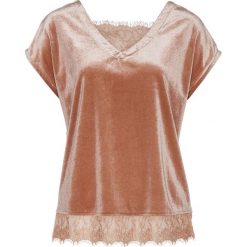 Shirt aksamitny bonprix koniakowy. Bluzki damskie bonprix. Za 74.99 zł.
