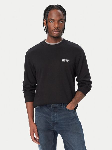 HUGO Bluza Nodacrew 50572390 Czarny Regular Fit. Czarne bluzy męskie Hugo, m, bez wzorów, bez kaptura. Za 349.99 zł.