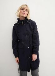 Parka trencz z dużymi kieszeniami. Czarne kurtki damskie bonprix, bez wzorów, z kapturem. Za 239.99 zł.