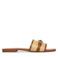 Klapki Just Cavalli. Brązowe klapki damskie Just Cavalli, bez wzorów, bez obcasa. Za 849.99 zł.