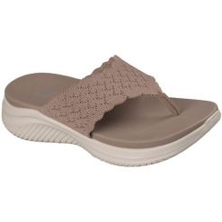 Sandały damskie Skechers Ultra Flex 3.0 Sandal rhythm. Brązowe sandały damskie Skechers, bez wzorów, z materiału, bez obcasa, bez zapięcia. Za 390.00 zł.