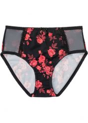 Figi maxi z poliamidu z recyklingu. Czarne figi damskie bonprix, bez wzorów, z poliamidu. Za 27.99 zł.