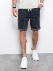 Ombre Krótkie spodenki męskie jeansowe - czarne W361 S. Czarne szorty męskie Ombre, m, bez wzorów, z jeansu. Za 149.99 zł.