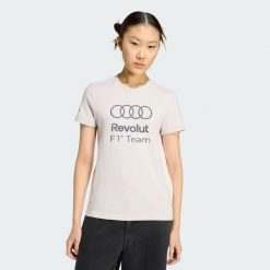 Koszulka Z Grafiką Audi Revolut F1 Team Dna. Białe koszulki sportowe damskie Adidas, bez wzorów, sportowe, bez kołnierzyka. Za 179.00 zł.