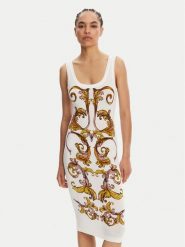 Versace Jeans Couture Sukienka codzienna 78HAO9P6 Biały Slim Fit. Białe sukienki damskie Versace Jeans Couture, na co dzień, bez wzorów, z jeansu, bez kołnierzyka, bez ramiączek, proste. Za 779.99 zł.