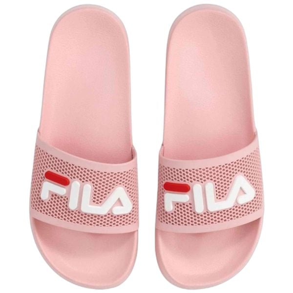Klapki damskie FILA Morro Bay Spiro. Czerwone klapki damskie Fila, bez wzorów, z materiału, bez obcasa. Za 59.00 zł.