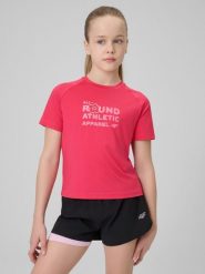 4F Koszulka sportowa szybkoschnąca dziewczęca - różowa 146/152 (10-12 lat). Czerwone t-shirty i topy dla dziewczynek 4f, bez wzorów, z materiału, bez ramiączek. Za 59.99 zł.