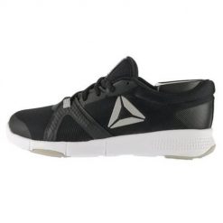Buty do chodzenia damskie Reebok Flexile. Czarne obuwie sportowe damskie Reebok, bez wzorów, z materiału, trekkingowe. Za 255.00 zł.