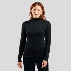 Koszulka termoaktywna damska Odlo Active Warm Stand-Up Collar Base Layer Top. Czarne bielizna termoaktywna damska Odlo, bez wzorów, bez ramiączek. Za 204.69 zł.