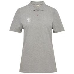 Damska koszulka polo Hummel Go 2.0 Chevron. Szare koszulki sportowe damskie Hummel, bez wzorów, bez kołnierzyka, bez ramiączek, do piłki nożnej. Za 217.00 zł.