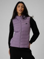 4F Bezrękawnik z wypełnieniem syntetycznym damski - fioletowy XL. Fioletowe kurtki damskie 4f, xl, bez wzorów, z materiału, bez kaptura. Za 249.99 zł.