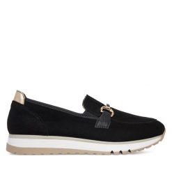 Półbuty Rieker. Czarne półbuty damskie Rieker, bez wzorów, bez obcasa, na płaskiej podeszwie, bez zapięcia. Za 369.99 zł.