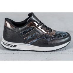 SHELOVET czarne Sneakersy Snake Print. Czarne trampki i tenisówki damskie SHELOVET, bez wzorów, bez zapięcia. W wyprzedaży za 69.00 zł.