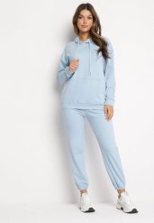 Niebieski 2-częściowy Komplet Dresowy z Bluzą i Spodniami Ciprana. Niebieskie bluzy damskie Born2be, m, bez wzorów, z dresówki, z kapturem. Za 69.99 zł.