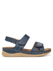 Clara Barson Sandały WFA3741-1 Granatowy. Niebieskie sandały damskie Clara Barson, bez wzorów, z materiału, bez obcasa, na płaskiej podeszwie, bez zapięcia. Za 99.99 zł.