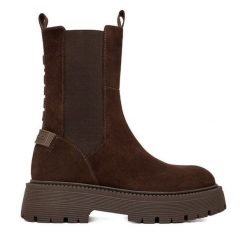 Sztyblety G-Star Raw. Brązowe botki damskie G-Star Raw, retro, bez obcasa, na płaskiej podeszwie, bez zapięcia. Za 359.99 zł.