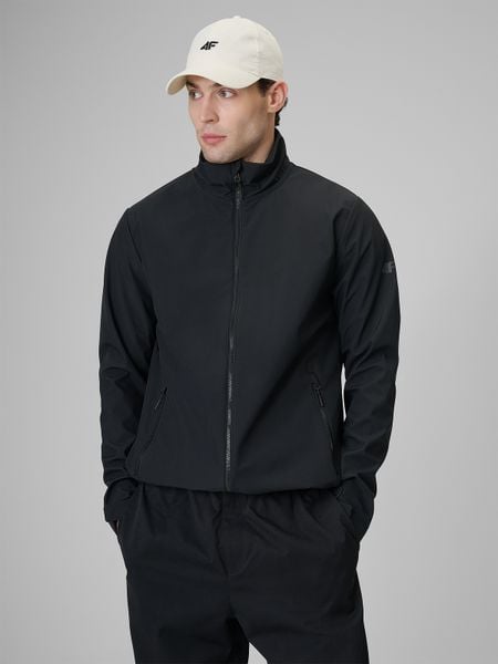 4F Kurtka softshell wiatroodporna membrana 5000 męska - czarna S. Czarne kurtki męskie 4f, m, bez wzorów, z softshellu, biznesowe, bez kaptura. Za 199.99 zł.
