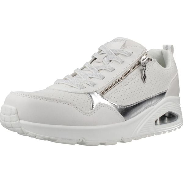 Buty SKECHERS UNO METALLIC SLIDERS Biały. Białe obuwie sportowe damskie Skechers, bez wzorów, z syntetyku, na fitness i siłownię. Za 337.99 zł.
