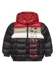 Guess Kurtka zimowa N5BL09 WEGY0 Czarny Regular Fit. Czarne buty zimowe chłopięce Guess, z aplikacjami, z syntetyku, bez zapięcia. Za 399.99 zł.