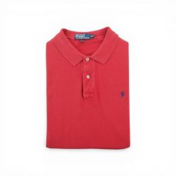 Męska koszulka polo z krótkim rękawem. Czerwone koszulki sportowe męskie Ralph Lauren, l, bez wzorów, z tkaniny, bez kołnierzyka, bez ramiączek, na golfa. Za 102.20 zł.