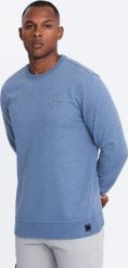 Ombre Melanżowa bluza dresowa męska z wyszywanym logotypem indygo V4 OM-SSNZ-0163 XXL. Bluzy męskie Ombre, m, bez wzorów, z dresówki, bez kaptura. Za 159.99 zł.