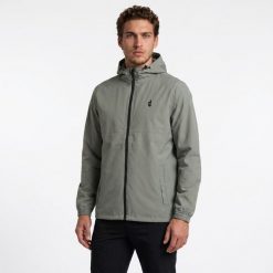 Kurtka trekkingowa męska wodoodporna AULP DOLAN rozpinana z kapturem. Zielone kurtki męskie Aulp, m, bez wzorów, sportowe, z kapturem. Za 229.99 zł.