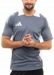 Męska koszulka piłkarska adidas Tiro 24 Competition Training. Szare koszulki sportowe męskie Adidas, m, bez wzorów, z poliesteru, bez kołnierzyka, bez ramiączek, na fitness i siłownię. Za 109.99 zł.