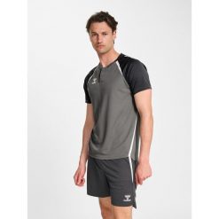 Polo Hummel Lead 2.0. Szare koszulki polo męskie Hummel, bez wzorów, sportowe, bez ramiączek. Za 180.00 zł.