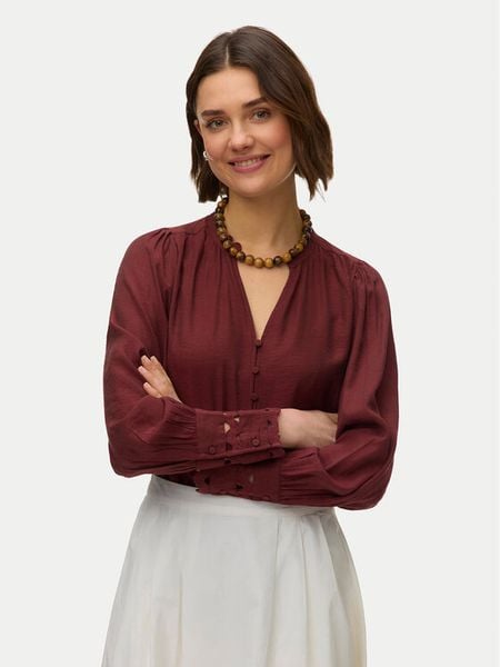 Vero Moda Koszula Irina 10338396 Bordowy Regular Fit. Czerwone bluzki damskie Vero Moda, xl, bez wzorów, z wiskozy, bez kołnierzyka, bez ramiączek. Za 137.99 zł.