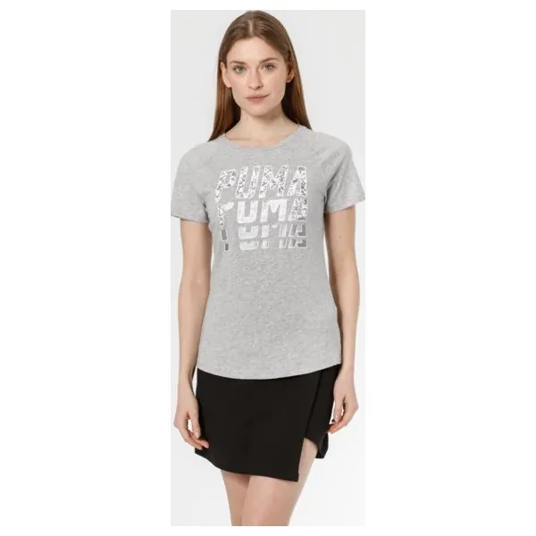 Puma Koszulka Ss Font Graphic , szary, rozmiar S. Szare t-shirty damskie Puma, s, bez wzorów, z bawełny, klasyczne, bez kołnierzyka. W wyprzedaży za 59.99 zł.