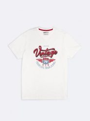 Koszulka męska z nadrukiem biała Merret 100. Białe t-shirty męskie Big Star, l, bez wzorów, z bawełny, bez kołnierzyka. Za 99.99 zł.