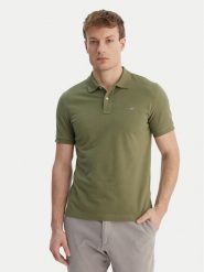 Gant Polo Shield 2220 Zielony Slim Fit. Zielone koszulki polo męskie GANT, m, bez wzorów, z bawełny, bez ramiączek. Za 379.99 zł.