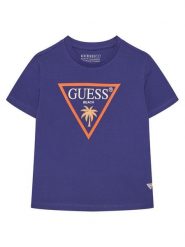 Guess T-Shirt L6GI27 J1314 Fioletowy Regular Fit. Fioletowe t-shirty dla chłopców Guess, z aplikacjami, z bawełny, bez ramiączek. Za 114.99 zł.