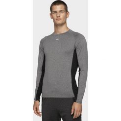 Longsleeve treningowy męski TSMLF001 - średni szary melanż. Szare koszulki sportowe męskie 4f, m, bez wzorów, z dzianiny, bez kołnierzyka. W wyprzedaży za 99.99 zł.