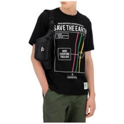 Koszulka sportowa męska Champion Eco Graphic Print. Czarne koszulki sportowe męskie Champion, m, bez wzorów, bez kołnierzyka, bez ramiączek. Za 155.00 zł.