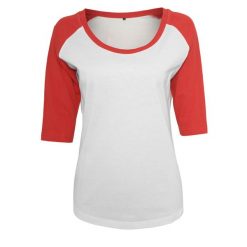 Damska Koszulka Kontrastowa 3/4 Długości Raglan. Białe koszulki sportowe damskie BUILD YOUR BRAND, xl, bez wzorów, sportowe, bez kołnierzyka. Za 59.99 zł.