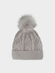 4F Czapka zimowa damska - beżowa S. Brązowe czapki i kapelusze damskie 4f, na zimę, bez wzorów, z polaru. W wyprzedaży za 9.99 zł.