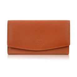 Portfel damski skórzany z RFID pomarańczowy duży Paolo Peruzzi SL-11-OR. Brązowe portfele damskie bez wzorów, ze skóry. Za 79.00 zł.
