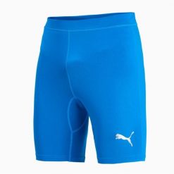 Spodenki kompresyjne męskie PUMA Liga Baselayer Short Tight. Niebieskie krótkie spodenki sportowe męskie Puma, m, bez wzorów, do piłki nożnej. Za 106.99 zł.
