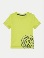 Guess T-Shirt N5RI15 K8HM4 Zielony Regular Fit. Zielone t-shirty dla chłopców Guess, z aplikacjami, z bawełny, bez ramiączek. Za 59.99 zł.