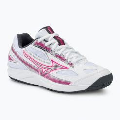 Buty do tenisa damskie Mizuno Break Shot 4 AC. Białe obuwie sportowe damskie Mizuno, bez wzorów, tenisowe. Za 404.99 zł.