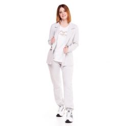 Kurtka z bawełna na co dzień na siłownię. Szare bluzy sportowe damskie LEONE 1947 APPAREL, bez wzorów, z bawełny, bez kaptura. Za 206.29 zł.